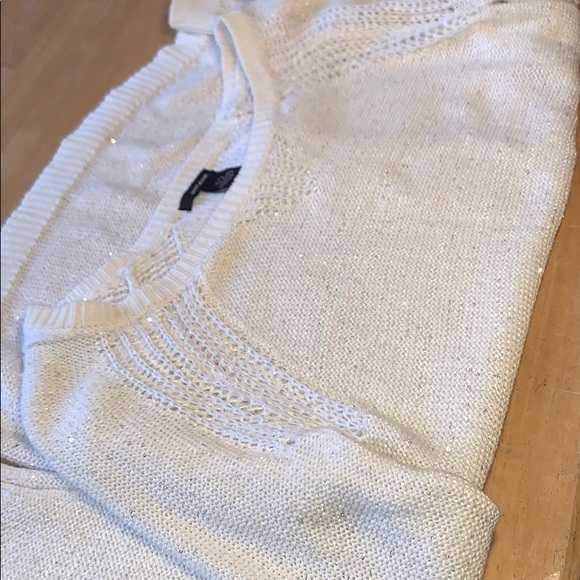 DKNY White Oversized Crew Neck Shimmer Sweater - Picture 4 of 7